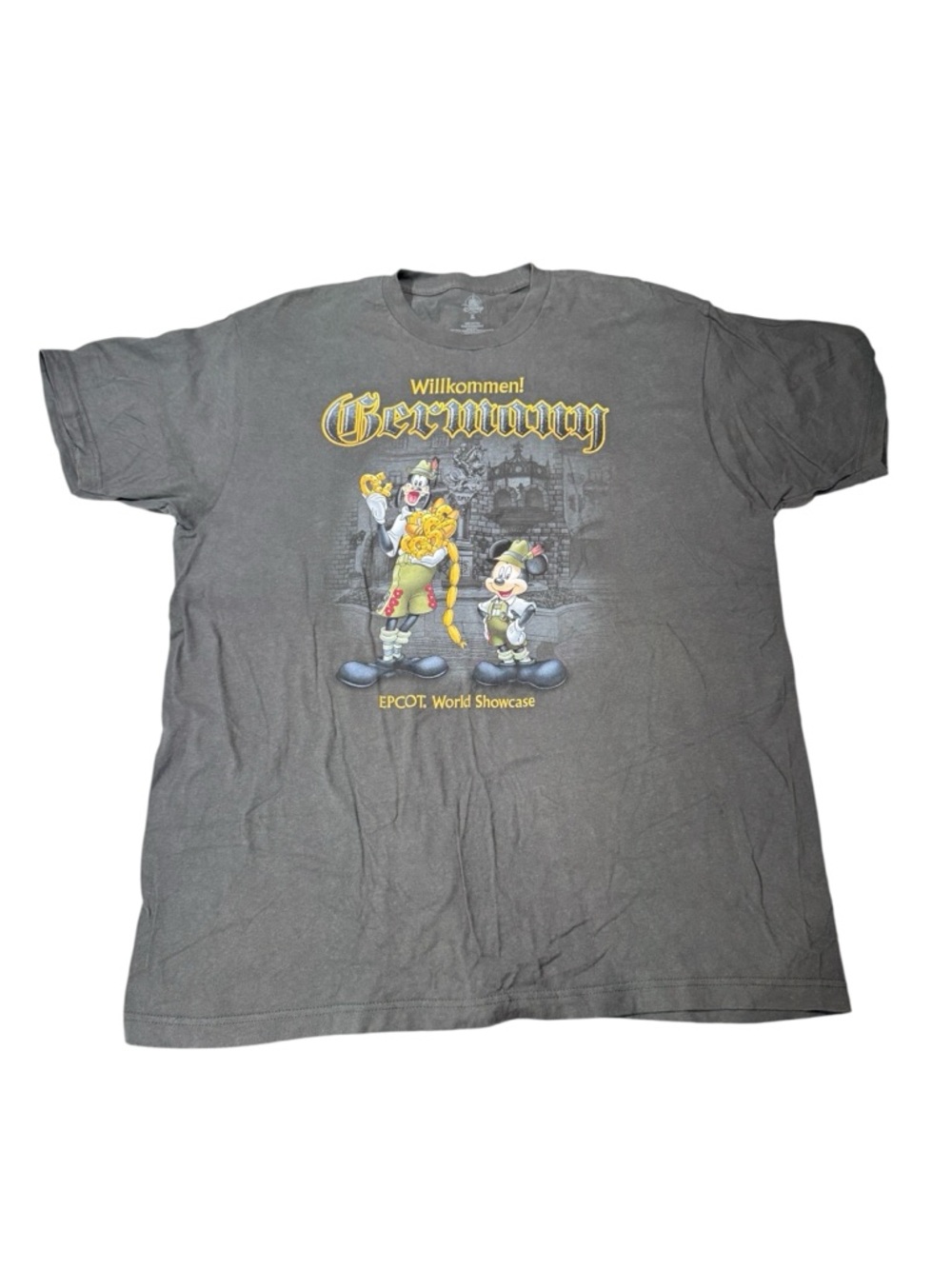 Disney "Willkommen! Germany" EPCOT Gray Short Sleeve Tee Unisex Size XL